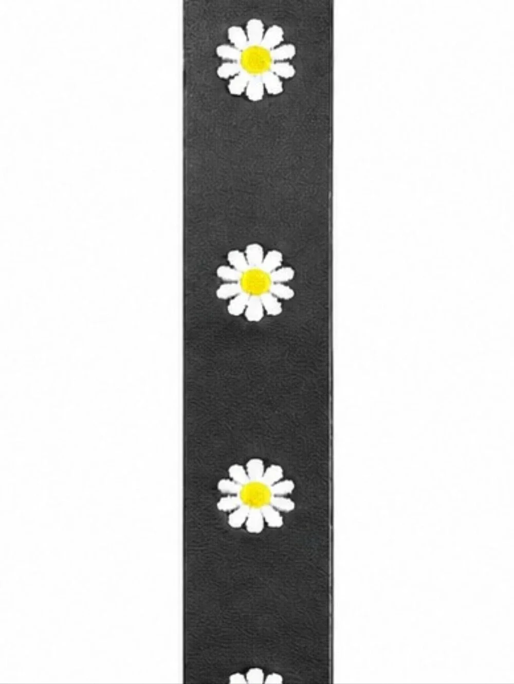 👚 NWOT Youth XL Daisy Flower Embroidered Black Faux Leather Belt Boho Floral